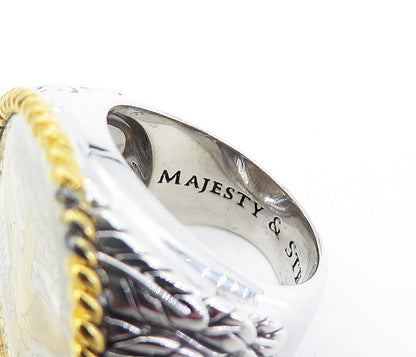 925 Sterling Silver Two Tone U.S Quarter Coin Cocktail Ring Sz 8.5 RG5933