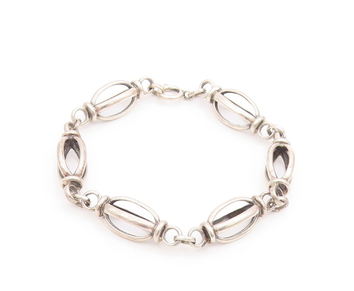 925 Sterling Silver Vintage Bracelet Open Cutout Bead Design  BT11020
