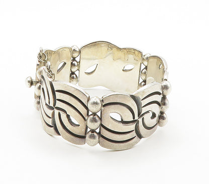 MEXICO 925 Sterling Silver  Vintage Shiny Swirl Heavy Chain Bracelet  BT6338