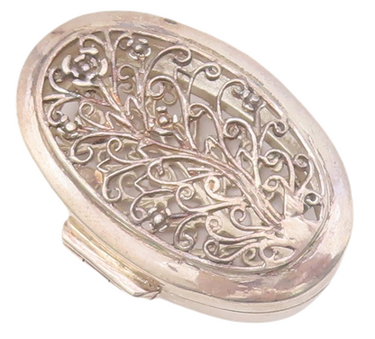 925 Sterling Silver Vintage Jewelry Box Swirly Cutout See Through Carved  TR3736