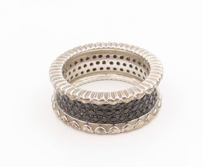 925 Sterling Silver Vintage Ring Spinel Multi Row Eternity Band  Sz 7  RG34628