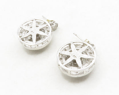925 Sterling Silver  Shiny Cubic Zirconia Spinner Dangle Earrings  EG6867