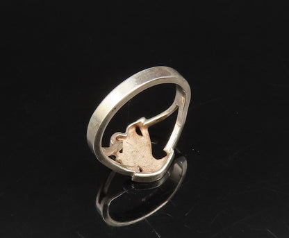 MIDDLE EAST 925 Silver  Vintage Etched Pharaoh Head Cutout Ring Sz 5  RG26018