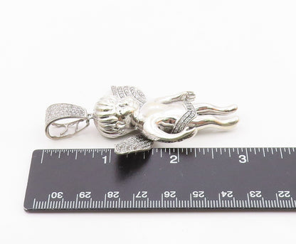 925 Sterling Silver  Vintage Shiny Cubic Zirconia Baby Angel Pendant  PT9545