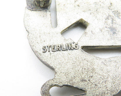 925 Sterling Silver  Vintage Oxidized Rifle Association Brooch Pin  BP4205