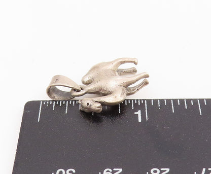 925 Sterling Silver Vintage Pendant Solid Camel With Double Hump Charm  PT25507