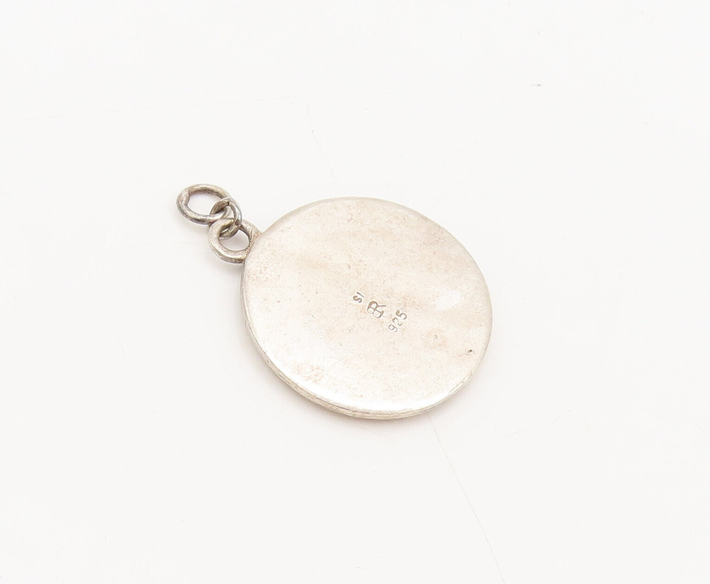 14k GOLD 925 Silver  Vintage Dancing Girls Brick Wall Round Pendant  PT22296