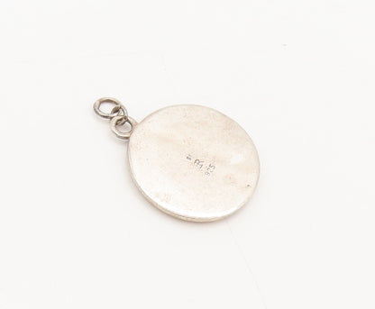 14k GOLD 925 Silver  Vintage Dancing Girls Brick Wall Round Pendant  PT22296