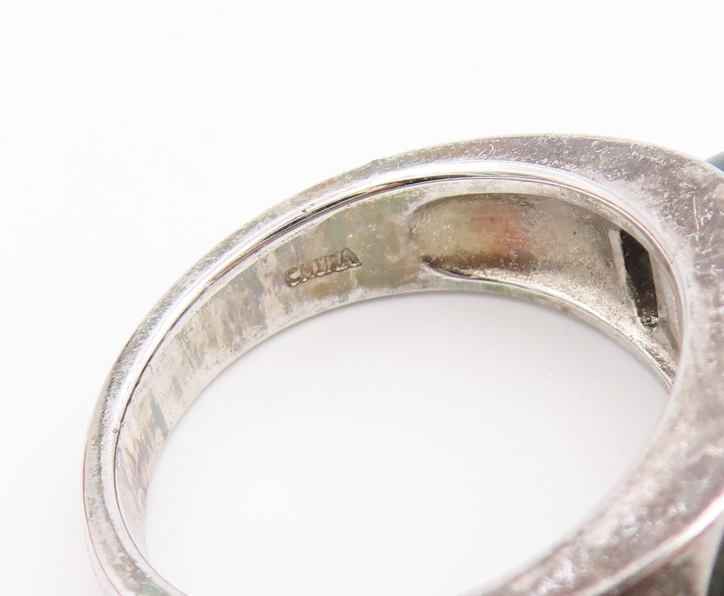 925 Sterling Silver Vintage Ring Modernist Triple Pearl Band  Sz 8  RG36940