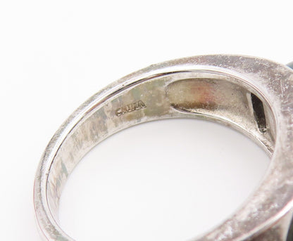 925 Sterling Silver Vintage Ring Modernist Triple Pearl Band  Sz 8  RG36940