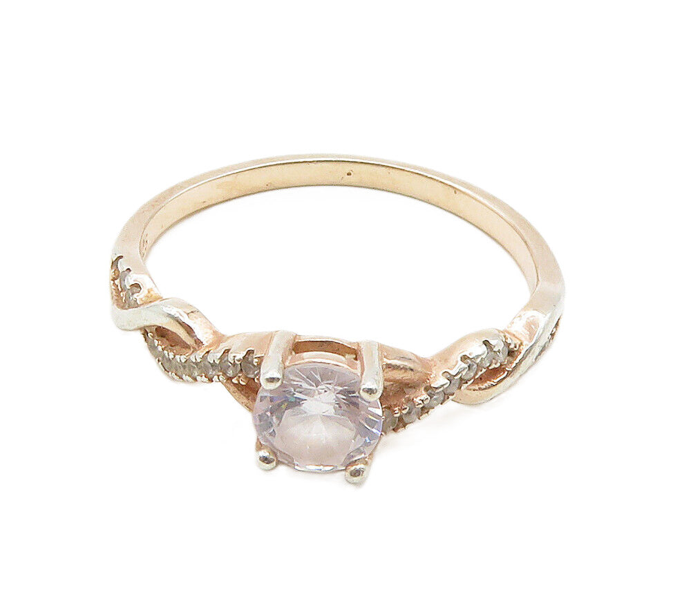 925 Sterling Silver  Cubic Zirconia Solitaire Accent Ring Sz 11.5  RG15702