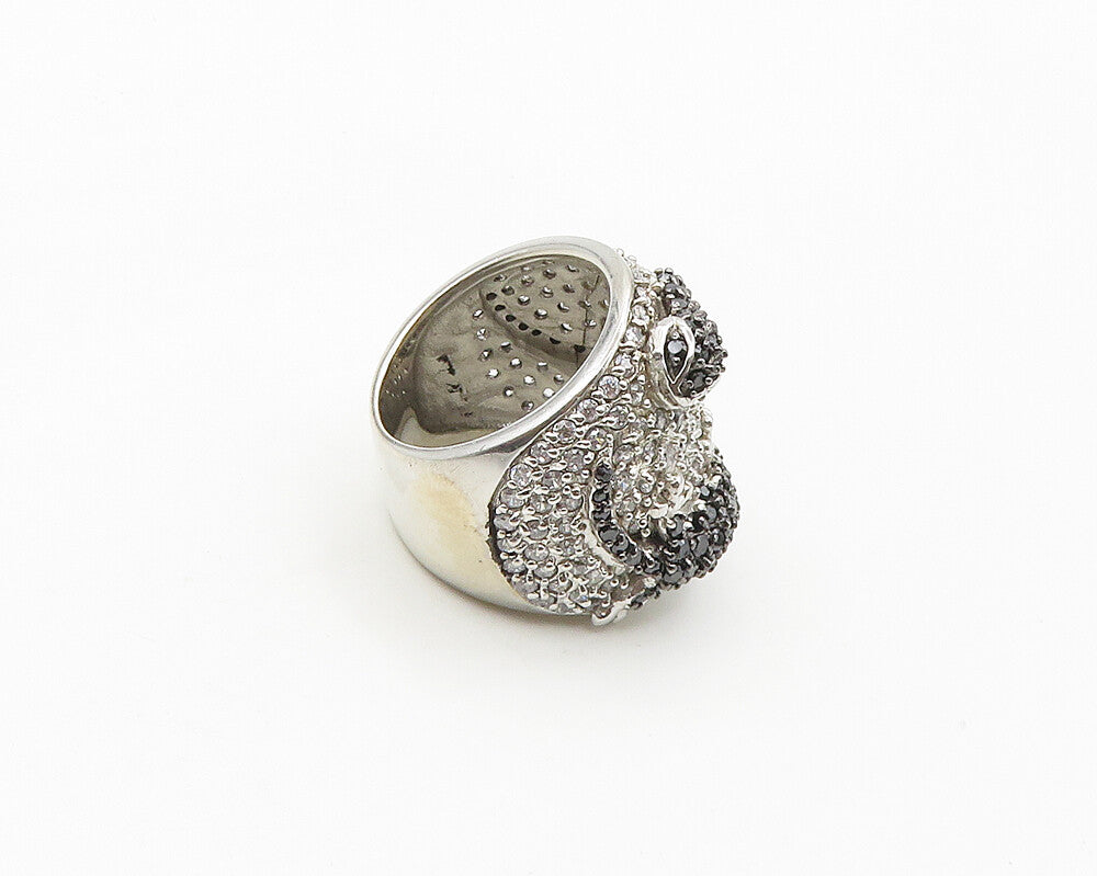 925 Silver  Cubic Zirconia & Hematite Snake & Lizard Band Ring Sz 5  RG18122