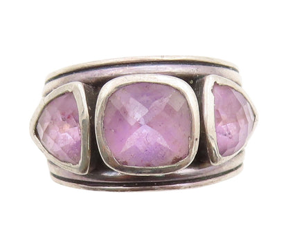 925 Sterling Silver Vintage Ring Square & Triangle Cut Amethyst  Sz 6.5  RG33262
