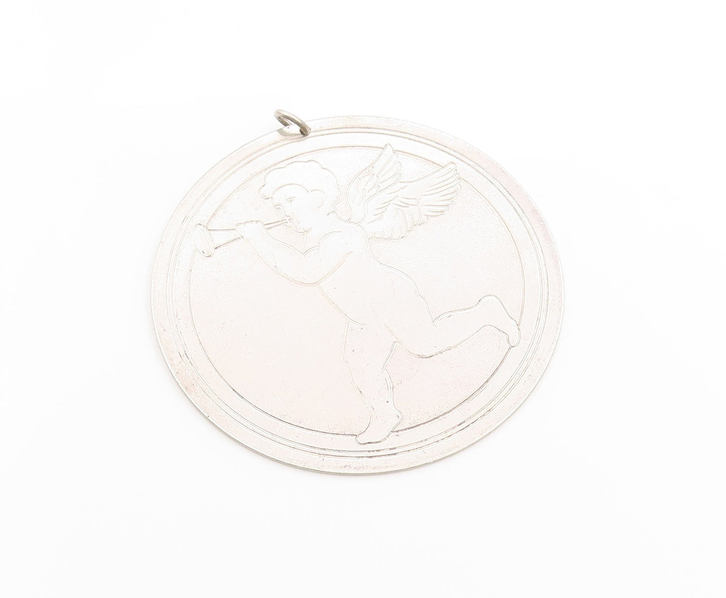 925 Sterling Silver Vintage Pendant S. KIRK & SON Cherub With A Trumpet  PT25057