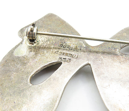 MEXICO 925 Sterling Silver  Vintage Dark Tone Ribbon Bow Brooch Pin  BP1320