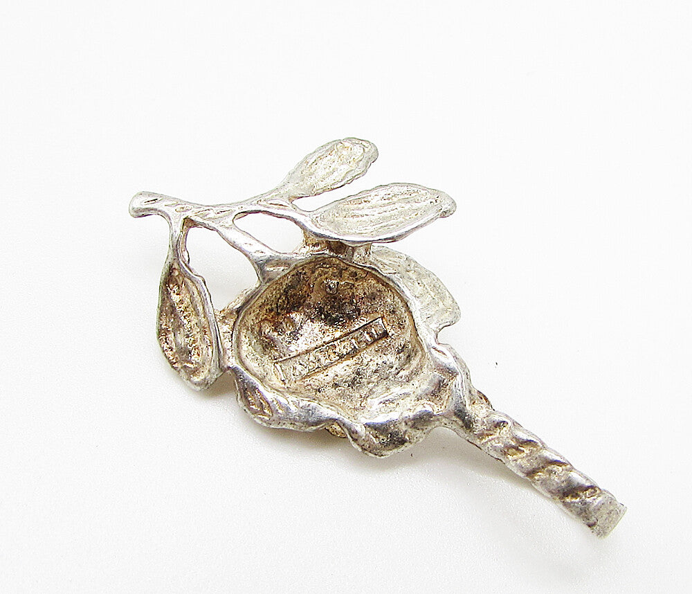 925 Sterling Silver  Vintage Sculpted Floral Drop Pendant  PT2154
