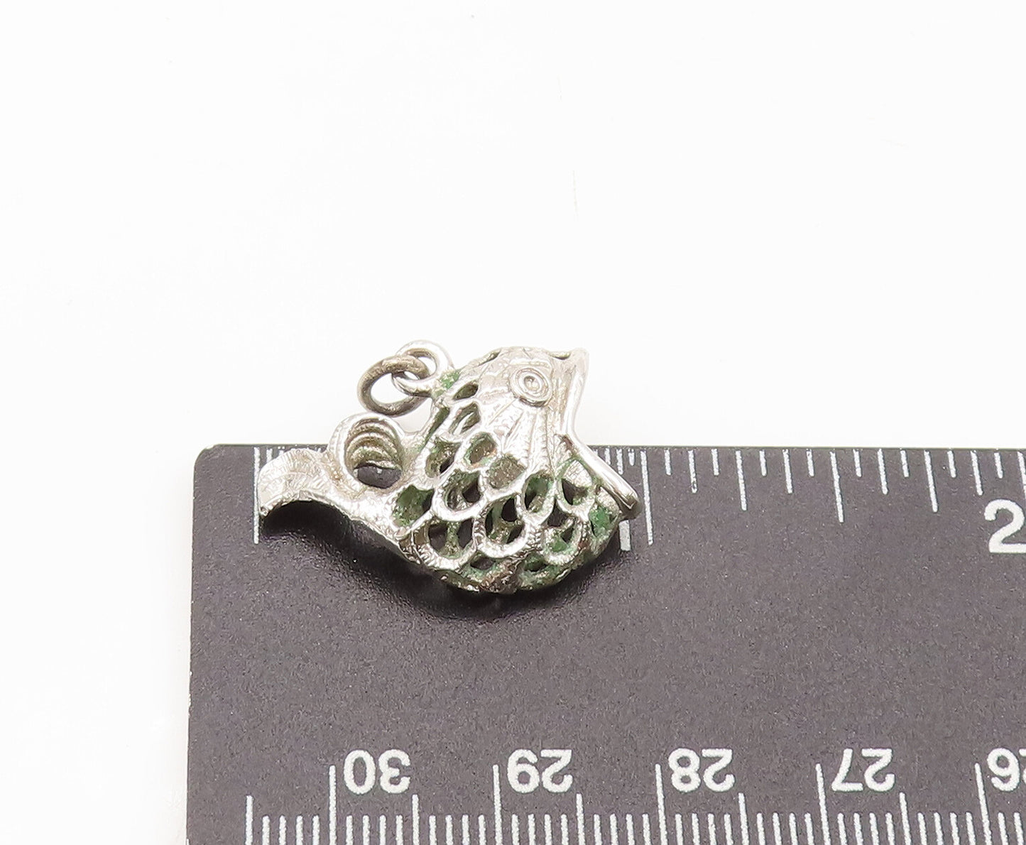 925 Sterling Silver Vintage Pendant Solid Cutout Hungry Fish Charm  PT22453
