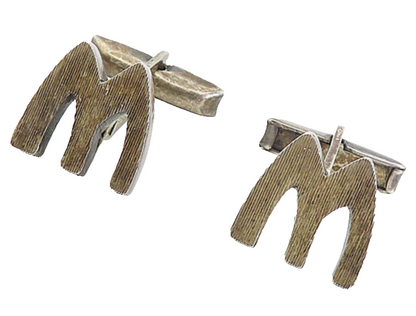 TAXCO 925 Sterling Silver  Vintage Dark Tone W or M Initial Cuff Links  TR1334