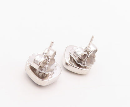 925 Sterling Silver Vintage Earrings Square Druzy Quartz Studs  EG13442