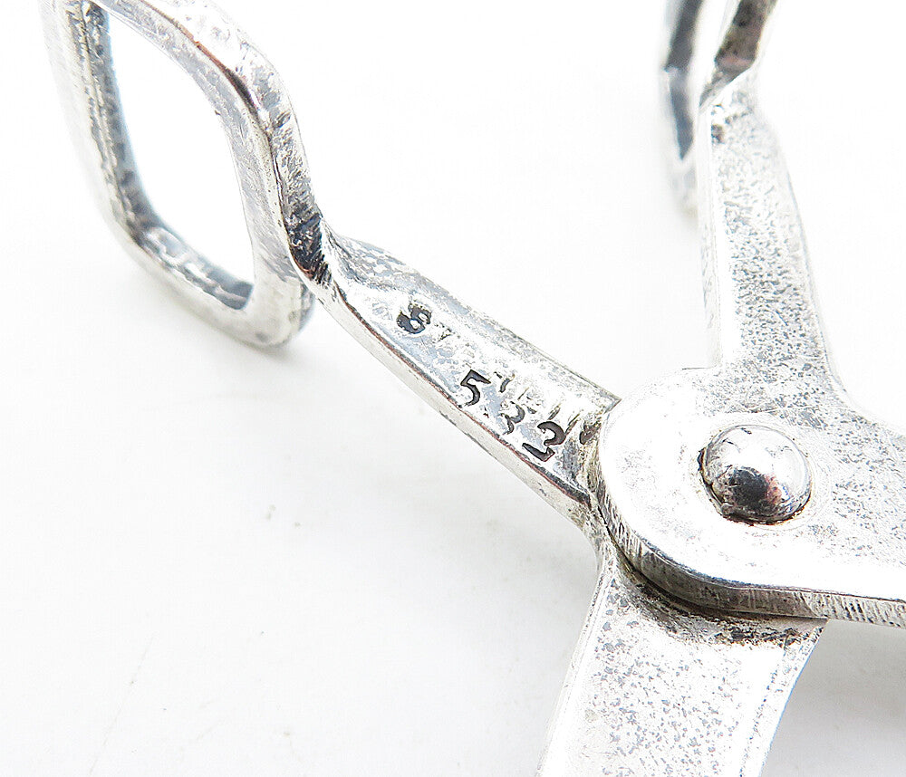925 Sterling Silver  Vintage Shiny Smooth Petite Scissor Tongs  TR1116