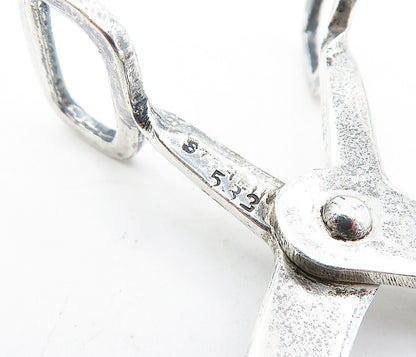 925 Sterling Silver  Vintage Shiny Smooth Petite Scissor Tongs  TR1116