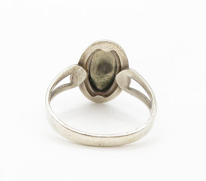 SARAH COV 925 Silver  Vintage Green Carnelian Cocktail Ring Sz 9  RG14756