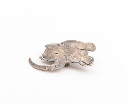 925 Sterling Silver Vintage Brooch J. LESLIE Etched Lucky Baby Elephant  BP11868