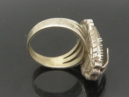 CAROL FELLEY 925 Silver  Vintage Floral Motif Cocktail Ring Sz 10  RG23808
