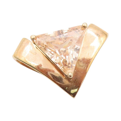 925 Sterling Silver Vintage Pendant Gold Plated Champagne CZ Charm  PT24953