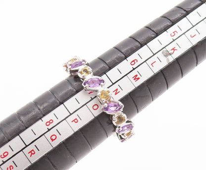 925 Sterling Silver Vintage Ring Marquise Amethyst Round Peridot  Sz 7 RG29362