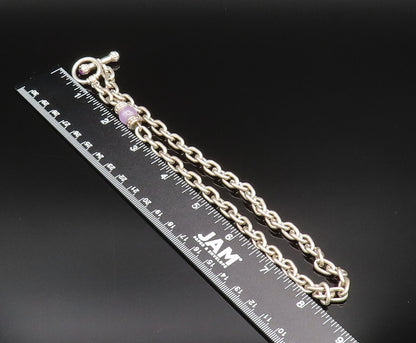 JUDITH RIPKA 925 Silver  Vintage Chalcedony & Amethyst Chain Necklace  NE3920