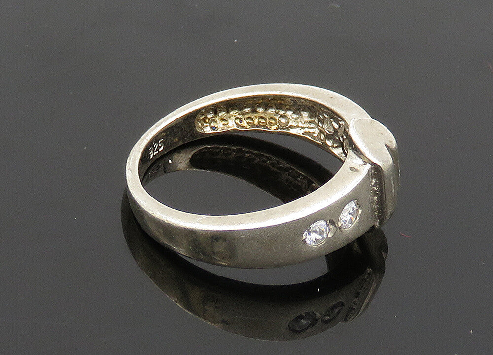 925 Sterling Silver Vintage Cubic Zirconia Smooth Matte Band Ring Sz 7 RG20740