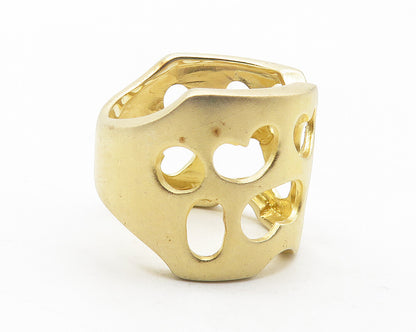 925 Sterling Silver   Shiny Gold Plated Love Hearts Band Ring Sz 6  RG11640