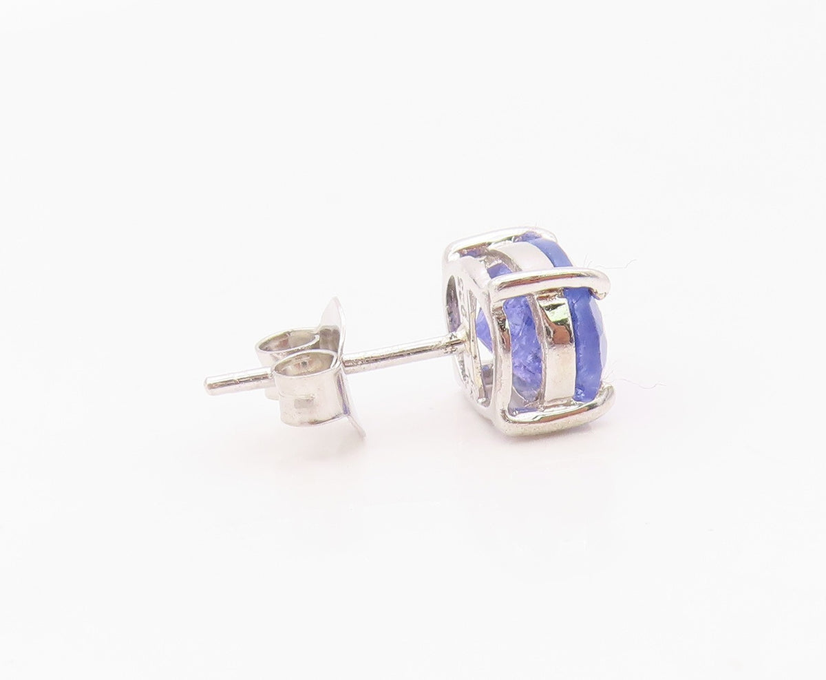925 Sterling Silver Vintage Earrings Elegant Oval Cut Tanzanite Stud  EG14361