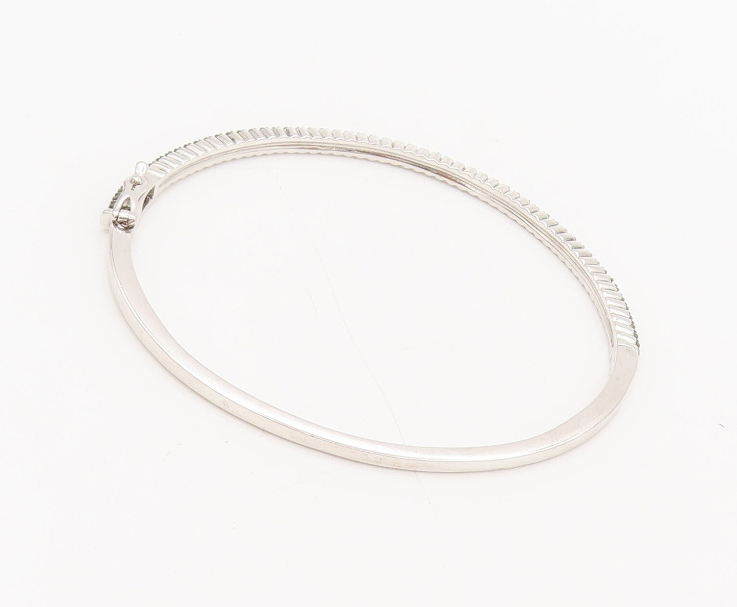 925 Sterling Silver Vintage Genuine Champagne Diamonds Bangle Bracelet BT9987
