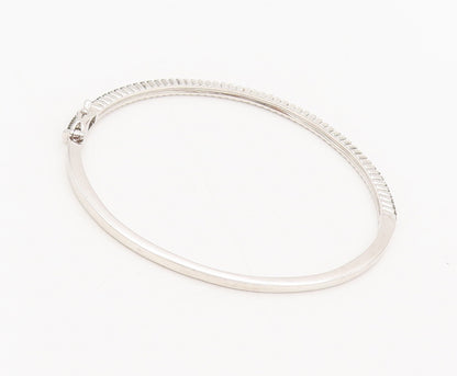 925 Sterling Silver Vintage Genuine Champagne Diamonds Bangle Bracelet BT9987