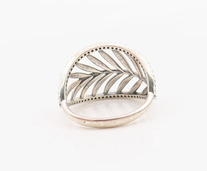 925 Sterling Silver Vintage Ring PANDORA CZ Tropical Palm Leaf  Sz 8.5  RG36280