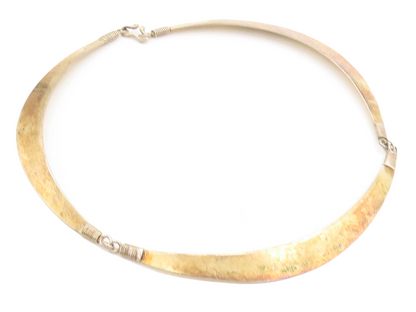 TAN BOGOTA 925 Silver  Vintage Wire Wrapped Curved Bar Chain Necklace  NE1911