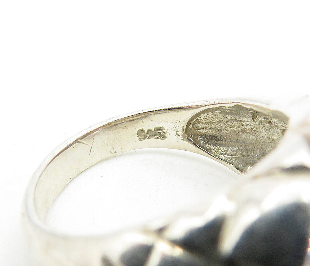 925 Sterling Silver  Vintage Shiny Grid Etched Dome Band Ring Sz 8.5  RG5451