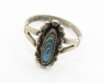 POST BELL TRADING 925 Silver  Vintage Abalone Split Band Ring Sz 6.5  RG13228