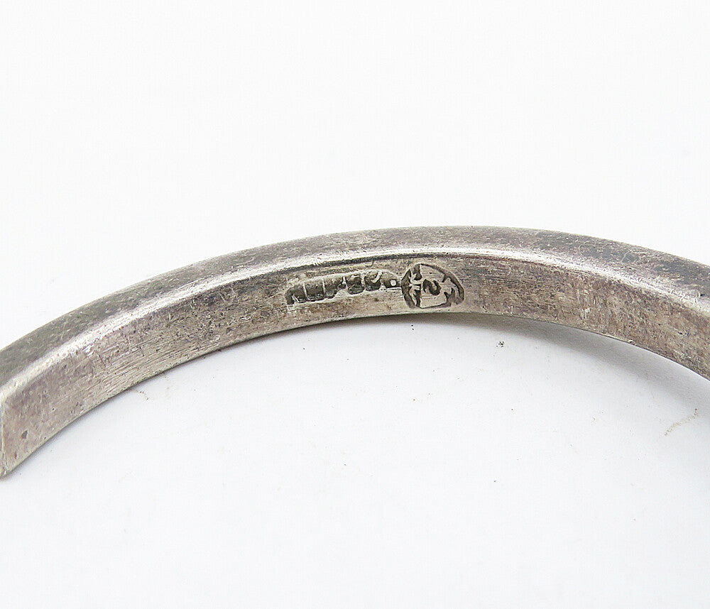MEXICO 925 Sterling Silver  Vintage Dark Tone Bypass Cuff Bracelet  BT2728