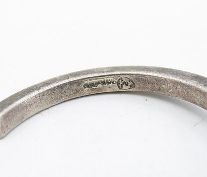 MEXICO 925 Sterling Silver  Vintage Dark Tone Bypass Cuff Bracelet  BT2728