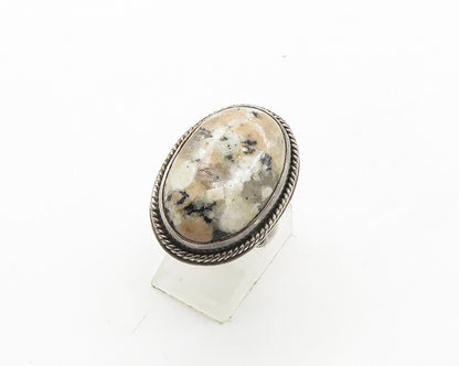 925 Sterling Silver  Vintage Cabochon Cut Jasper Cocktail Ring Sz 7  RG19838