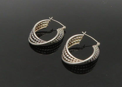 925 Sterling Silver  Vintage Shiny Round Split Bubble Hoop Earrings  EG11187