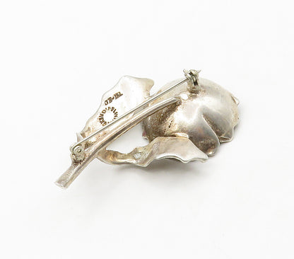 MEXICO 925 Sterling Silver  Vintage Sculpted Single Flower Brooch Pin  BP6304