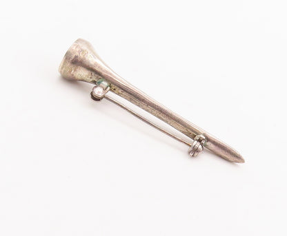 925 Sterling Silver Vintage Brooch Pin Minimalist Solid Carved pin  BP10993