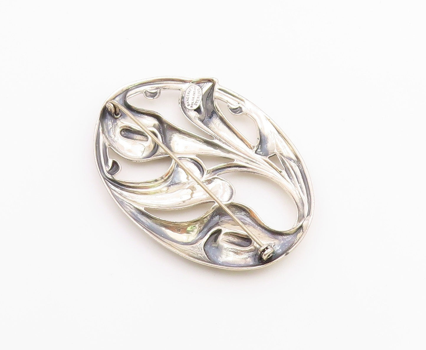 DANECRAFT 925 Sterling Silver  Vintage Shiny Floral Vine Brooch Pin  BP4326
