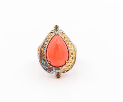 925 Sterling Silver Vintage Ring MICHAEL VALITUTTI Orange Gemstone  Sz 8 RG32470