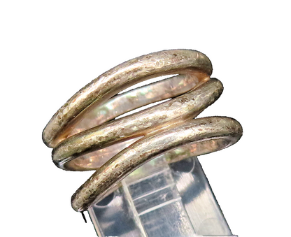 EMPORIO ARMANI 925 Silver  Vintage Modernist Wavy Open Band Ring Sz 7  RG25717