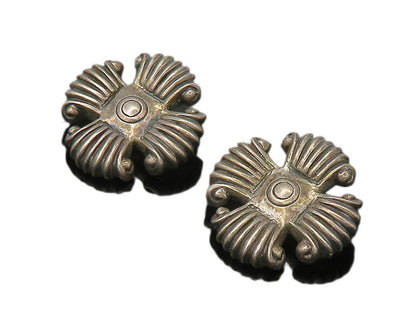 ZINA 925 Silver  Vintage Dark Tone Fluted Cross Non Pierce Earrings  EG11020